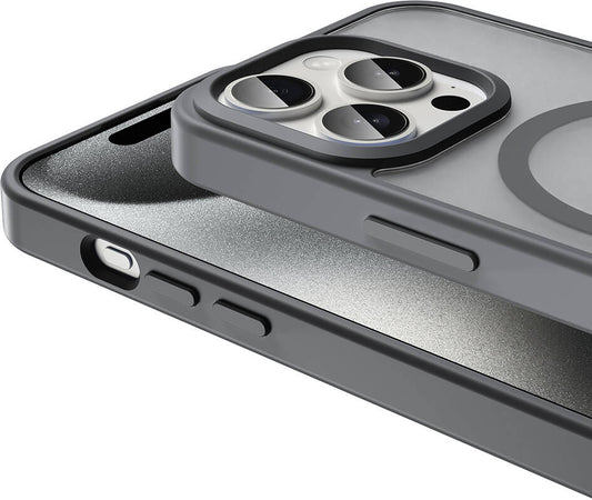 Apple iPhone 15 Pro Max Kılıf Magsafe Şarj Özellikli Mat Arka Yüzey Mnc Sio Kapak-Siyah