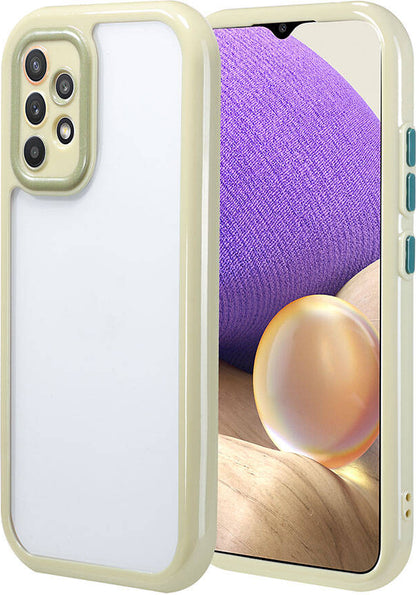 Galaxy A32 4g Kılıf Kamera Korumalı Renkli Kenar ve Çerçeve Tasarımlı Mnc Vitamin Kapak-Yeşil