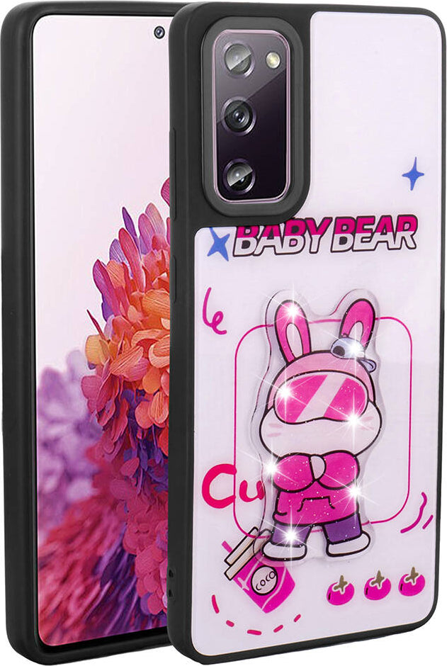 Galaxy S20 Fe Kılıf Parlayan Kabartmalı Ikonik Figürlü Mnc Amas Silikon Kapak-Beyaz
