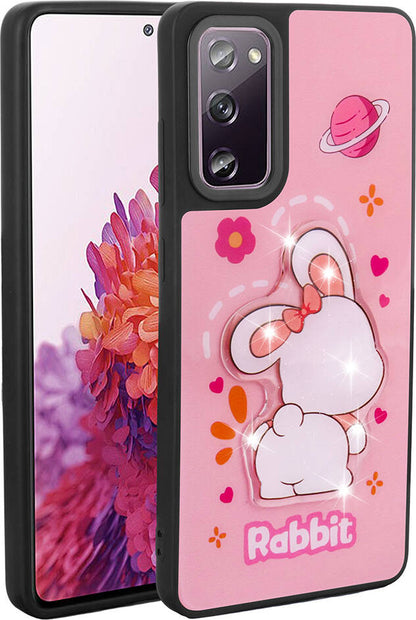 Galaxy S20 Fe Kılıf Parlayan Kabartmalı Ikonik Figürlü Mnc Amas Silikon Kapak-Pembe