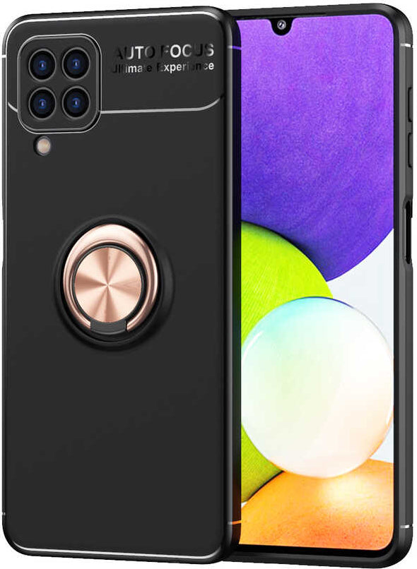 Galaxy M22 Kılıf Mnc Ravel Silikon Kapak-Siyah-Rose Gold