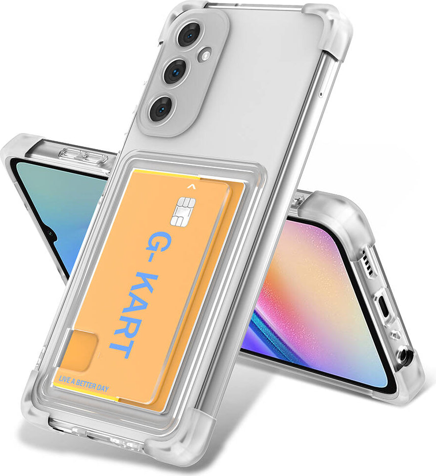 Galaxy A25 Kılıf Airbag Tasarımlı Şeffaf Kartlıklı Mnc G-Kart Kapak-Renksiz