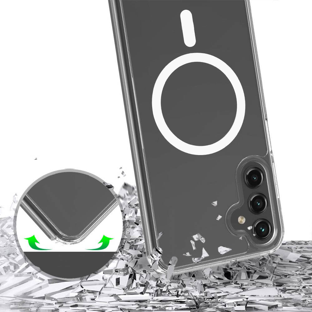 Galaxy S24 Kılıf Magsafe Şarj Özellikli Şeffaf Sert Pc Mnc Embos Kapak-Renksiz