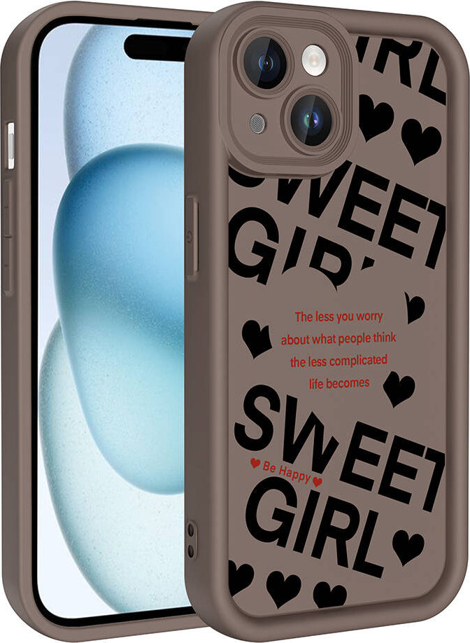 Apple iPhone 15 Kılıf Kamera Korumalı Baskılı Arka Yüzey Mnc Klas Kapak-Açık Kahve