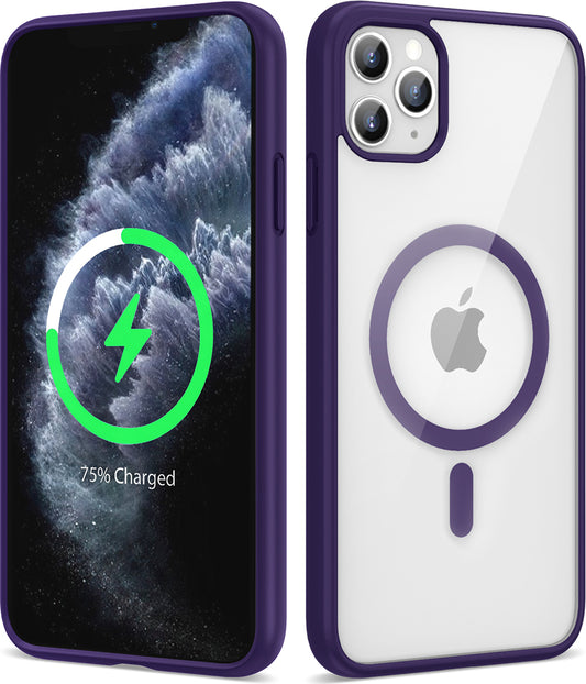 Apple iPhone 11 Pro Max Kılıf Magsafe Wireless Şarj Özellikli Silikon Mnc Ege Kapak-Derin Mor