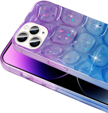 Apple iPhone 14 Pro Max Kılıf Simli 3D Desenli Mnc Hacar Kapak-Pembe-Mor