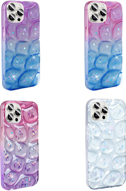Apple iPhone 14 Pro Max Kılıf Simli 3D Desenli Mnc Hacar Kapak-Pembe-Mor