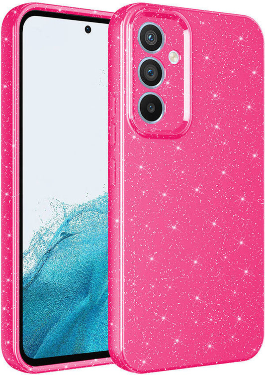 Galaxy S24 Plus Kılıf Kamera Korumalı Simli Lüks Mnc Koton Kapak-Pembe Koyu