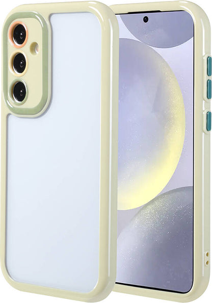 Galaxy S24 Kılıf Kamera Korumalı Renkli Kenar ve Çerçeve Tasarımlı Mnc Vitamin Kapak-Yeşil