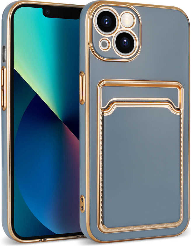 iPhone 13 Uyumlu Mnc Bark Kartlıklı Kapak-Mavi