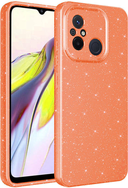 Xiaomi Redmi 12C Kılıf Kamera Korumalı Simli Lüks Mnc Koton Kapak-Turuncu