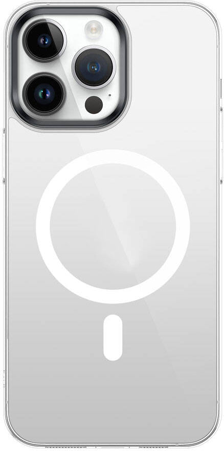 Apple iPhone 15 Pro Max Kılıf Mnc Wireless Şarj Özellikli Şeffaf G-Glass Kapak-Siyah