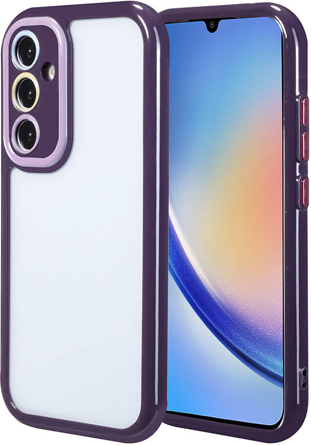 Galaxy A34 Kılıf Kamera Korumalı Renkli Kenar ve Çerçeve Tasarımlı Mnc Vitamin Kapak-Derin Mor