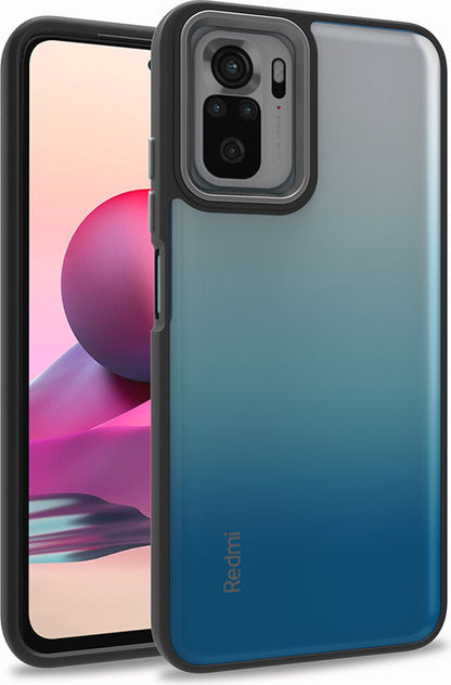 Xiaomi Redmi Note 10S Kılıf Mnc Flora Kapak-Siyah