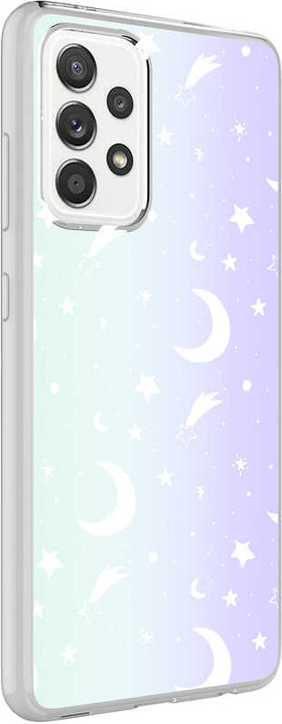 Galaxy A72 Kılıf Mnc M-Blue Desenli Kapak-Moon No4