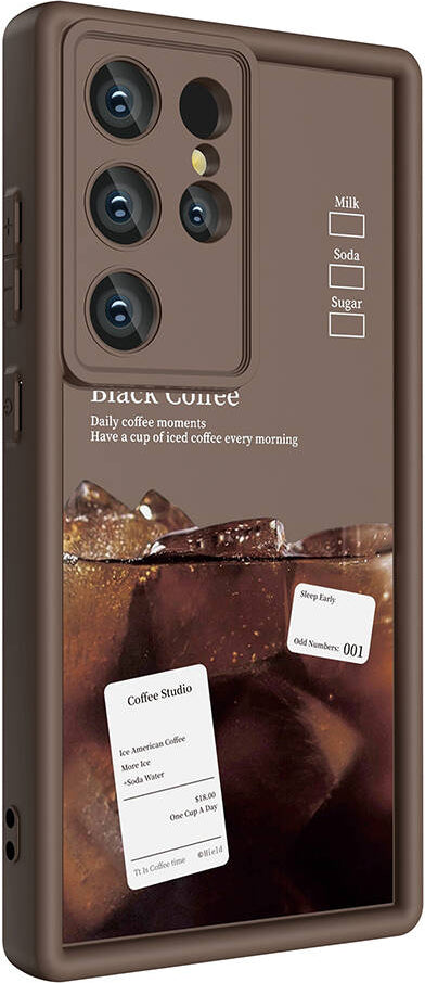 Galaxy S24 Ultra Kılıf Kamera Korumalı Baskılı Arka Yüzey Mnc Klas Kapak-Koyu Kahve