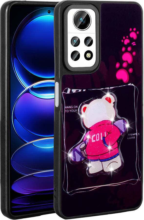 Xiaomi Redmi Note 12 Pro 4g Kılıf Parlayan Kabartmalı Ikonik Figürlü Mnc Amas Silikon Kapak-Siyah