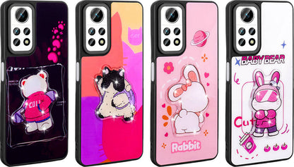 Xiaomi Redmi Note 12 Pro 4g Kılıf Parlayan Kabartmalı Ikonik Figürlü Mnc Amas Silikon Kapak-Siyah