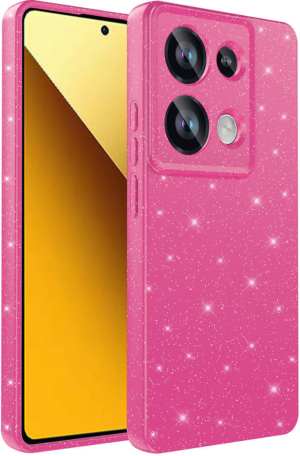 Xiaomi Redmi Note 13 Pro 4g Kılıf Kamera Korumalı Simli Lüks Mnc Koton Kapak-Pembe Koyu