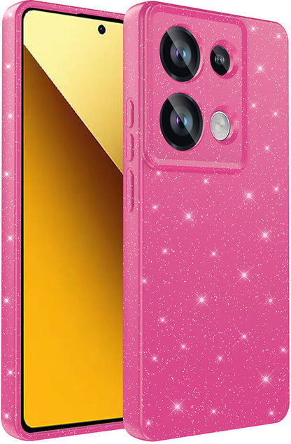 Xiaomi Redmi Note 13 Pro 4g Kılıf Kamera Korumalı Simli Lüks Mnc Koton Kapak-Pembe Koyu