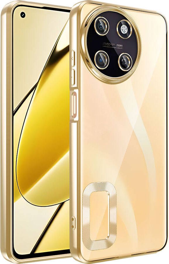 Realme 11 4g Kılıf Kamera Korumalı Logo Gösteren Mnc Omega Kapak-Gold