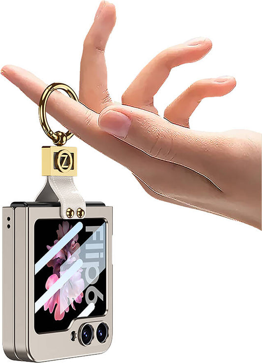 Galaxy Z Flip 6 Kılıf Mnc Z Harfli Yüzüklü Kıpta Kapak-Pembe