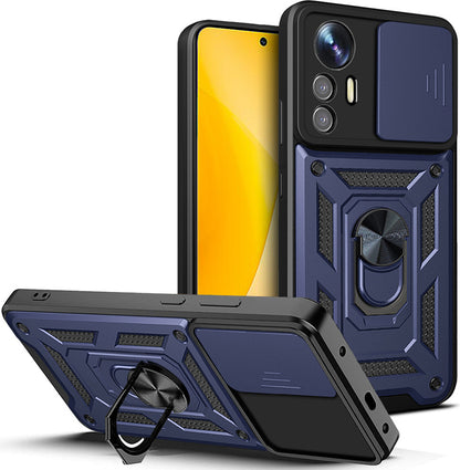 Mi 12 Lite Kılıf Magnetik Standlı Kamera Korumalı Mnc Sürgülü Vega Kapak - Mavi