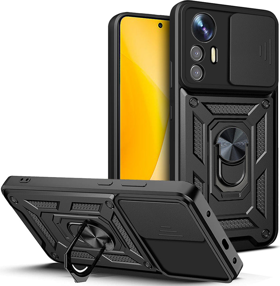 Mi 12 Lite Kılıf Magnetik Standlı Kamera Korumalı Mnc Sürgülü Vega Kapak - Mavi