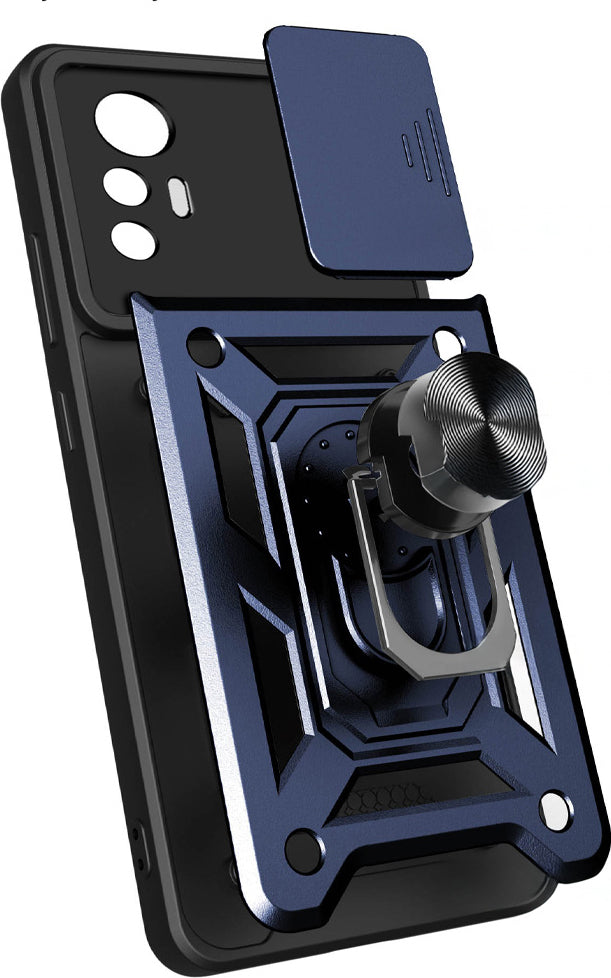 Mi 12 Lite Kılıf Magnetik Standlı Kamera Korumalı Mnc Sürgülü Vega Kapak - Mavi