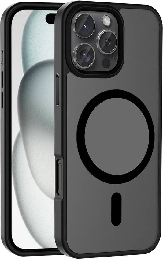 iPhone 16 Pro Kılıf Magsafe Şarj Özellikli Mat Arka Yüzey Mnc Sio Kapak-Siyah
