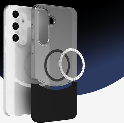 Galaxy S25 Plus Kılıf M-Safe Şarj Özellikli Mıknatıslı Mnc Duble Kapak - Gri