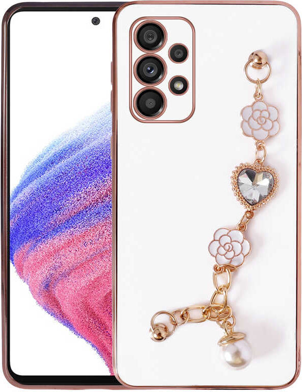 Galaxy A52 Kılıf El Tutamaçlı Kamera Korumalı Mnc Taka Silikon Kapak-Beyaz
