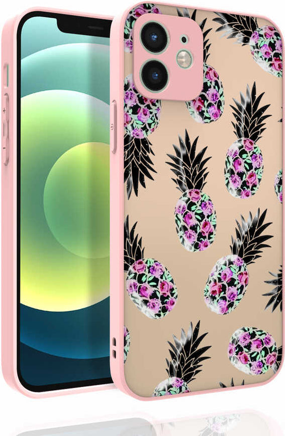 iPhone 12 Uyumlu Desenli Kamera Korumalı Parlak Mnc Nora Kapak-No1