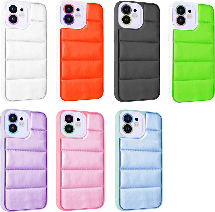 iPhone 11 Uyumlu Kamera Korumalı Airbagli Renkli Mnc Seksek Kapak-Turuncu