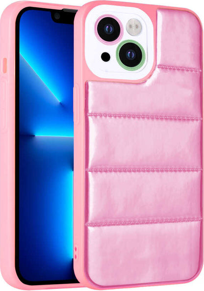 iPhone 13 Uyumlu Kamera Korumalı Airbagli Renkli Mnc Seksek Kapak-Pembe
