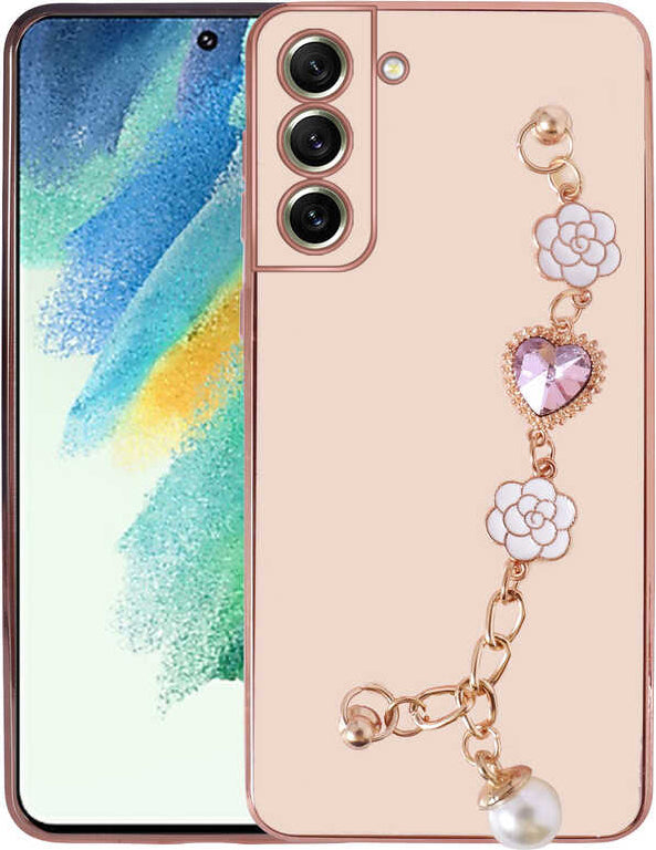 Galaxy S21 Fe Kılıf El Tutamaçlı Kamera Korumalı Mnc Taka Silikon Kapak-Pembe