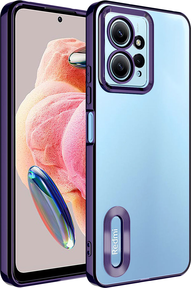 Xiaomi Redmi Note 12 4g Kılıf Kamera Korumalı Logo Gösteren Mnc Omega Kapak-Derin Mor