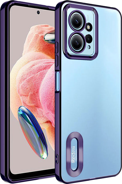 Xiaomi Redmi Note 12 4g Kılıf Kamera Korumalı Logo Gösteren Mnc Omega Kapak-Derin Mor