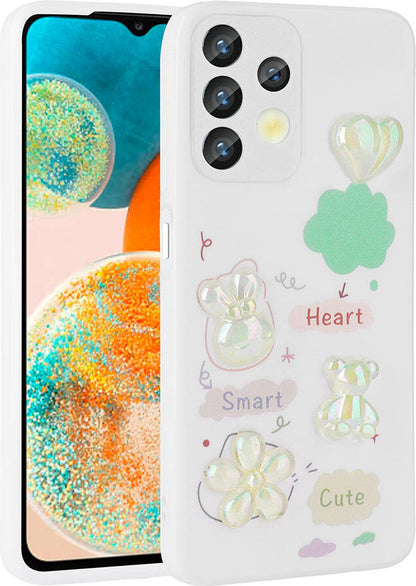 Galaxy A13 4g Kılıf Kabartma Figürlü Parlak Mnc Toys Silikon Kapak-Beyaz