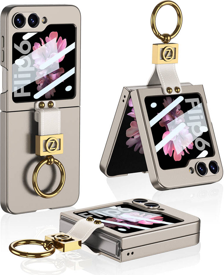 Galaxy Z Flip 6 Kılıf Mnc Z Harfli Yüzüklü Kıpta Kapak-Titanyum-Gri
