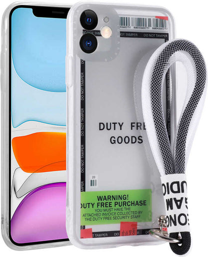 iPhone 11 Kılıf Desenli El Askılı Ipli Mnc Astana Silikon Kapak-Duty Free