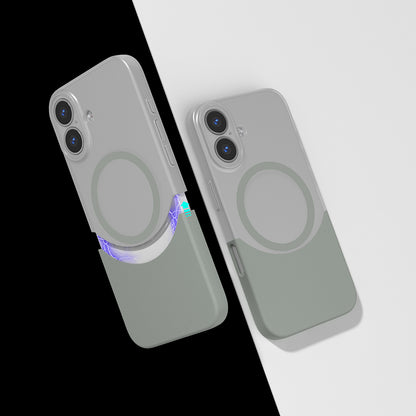 iPhone 16 Plus Kılıf M-Safe Şarj Özellikli Mıknatıslı Mnc Duble Kapak - Gri