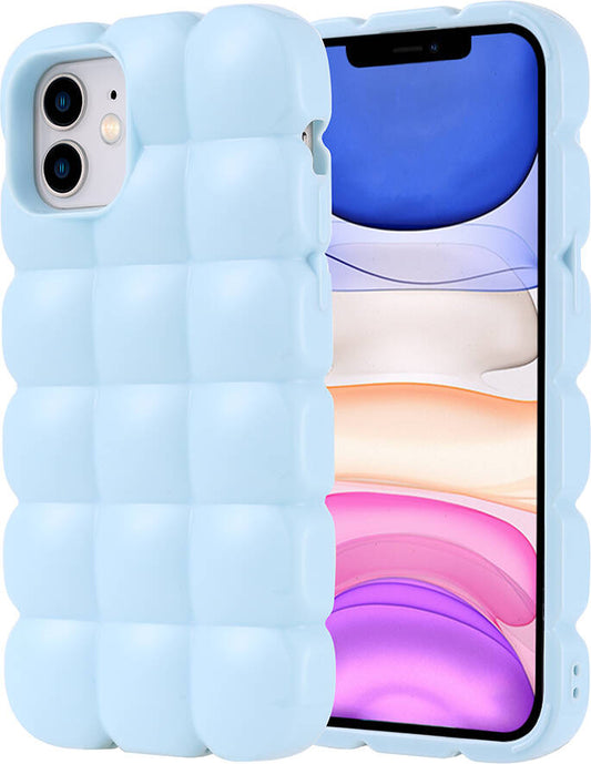 Apple iPhone 11 Kılıf Parlak Esnek Silikon Mnc Dom Dom Kapak-Mavi