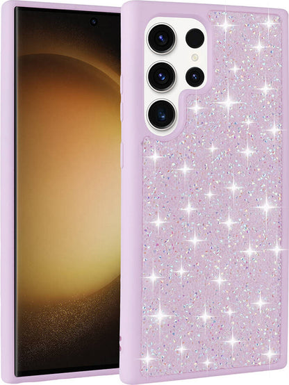 Galaxy S23 Ultra Kılıf Parlak Taşlı Tasarım Mnc Pırlanta Kapak-Siyah
