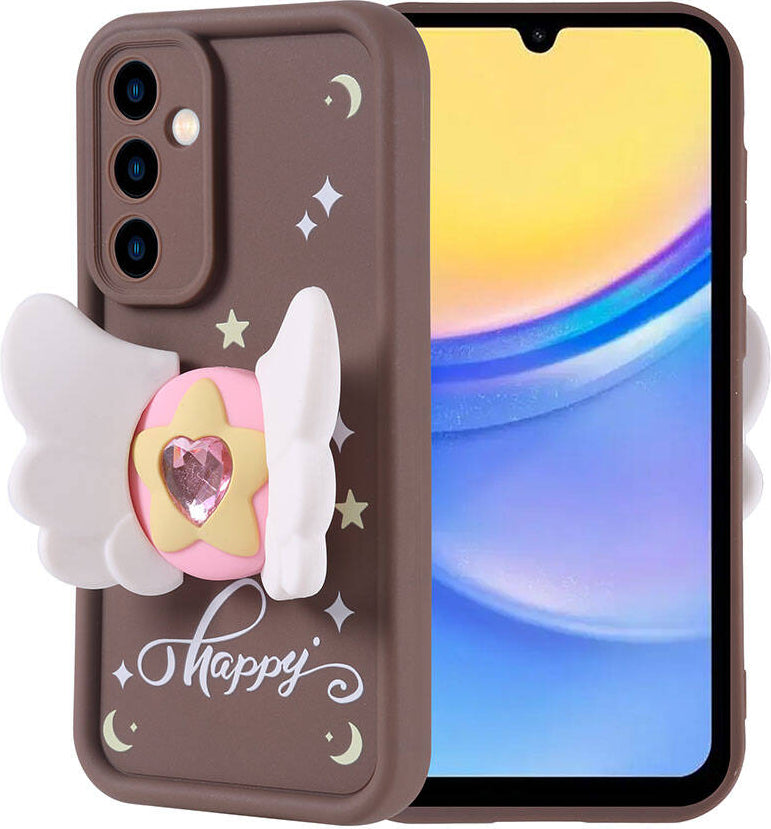 Galaxy A15 Kılıf Kamera Korumalı Figür Tasarımlı Mnc Kapya Kapak-Pembe Açık