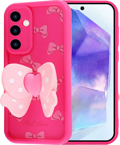 Galaxy A35 Kılıf Kamera Korumalı Figür Tasarımlı Mnc Kapya Kapak-Pembe Koyu