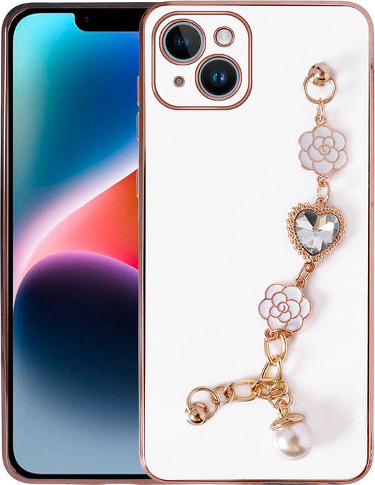 Apple iPhone 15 Plus Kılıf El Tutamaçlı Kamera Korumalı Mnc Taka Silikon Kapak-Beyaz