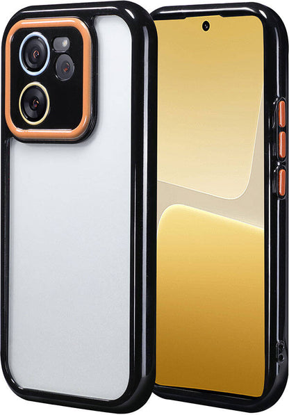 Xiaomi Mi 13T Kılıf Kamera Korumalı Renkli Kenar ve Çerçeve Tasarımlı Mnc Vitamin Kapak-Siyah