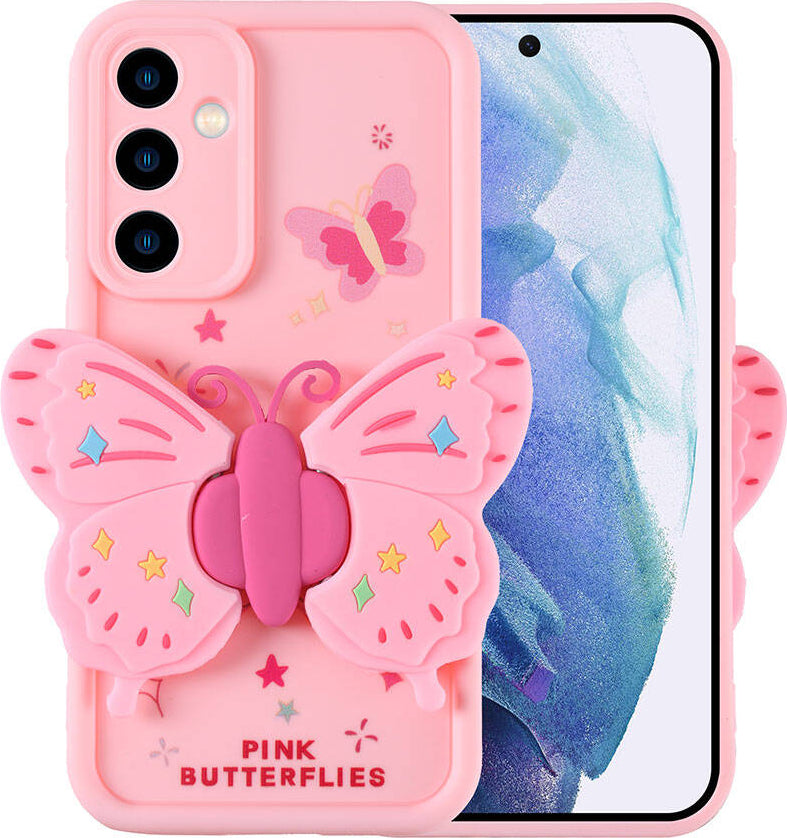 Galaxy A55 Kılıf Kamera Korumalı Figür Tasarımlı Mnc Kapya Kapak-Pembe Açık