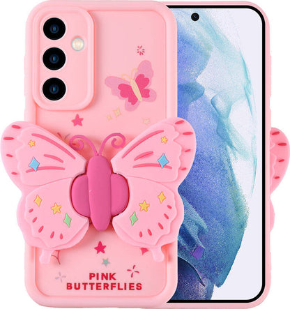 Galaxy A55 Kılıf Kamera Korumalı Figür Tasarımlı Mnc Kapya Kapak-Pembe Açık